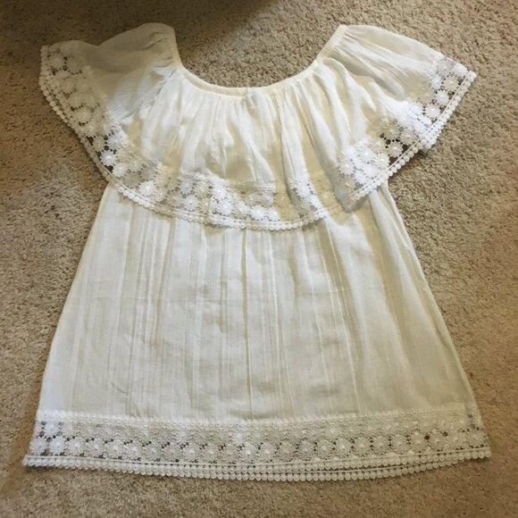 Embroidered Lace White 100% Cotton Getaway Tunic Boho Top - Picture 8 of 12